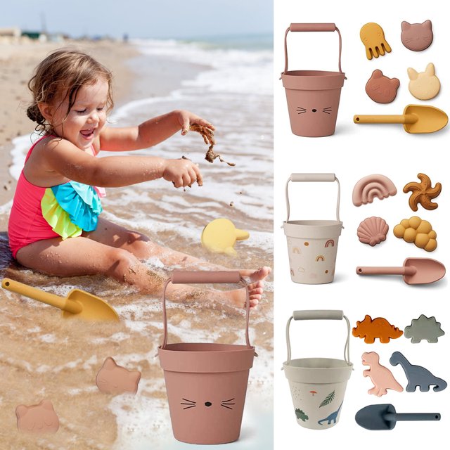Muyoka Juguetes de playa de silicona Protoiya, juego de playa de verano para ni帽os, juguetes de caja de arena para ni帽os peque帽os y beb茅s