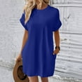 thumbnail image 3 of Women Soft T Shirt Dress Short Sleeve Casual Summer Tunic Dress Loose Loose Dress With Pockets Women's Long Casual Dresses Woman Summer Casual Dress Womens Dresses Summer Dresses Midi Length Womens, 3 of 6
