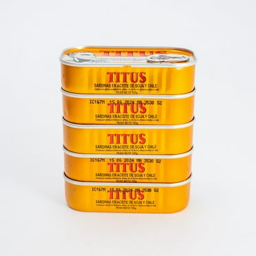 African Delights Titus Sardines in Soybean Oil - Spicy,  625g (Pack of 5)
