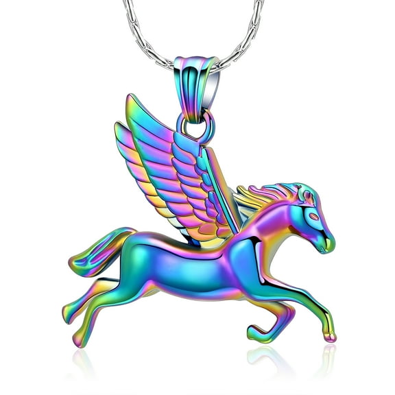 Personalize Stainless Steel Horse with Wings Urn Pendant Cremation Jewelry for Ashes Holder Memory Necklace Memorial Jewelry for Women Men