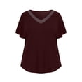 thumbnail image 5 of BXJX Womens Plus Size T-shirts, V Neck Loose Fit Casual Short Sleeve Summer Tops Wine Size XL, 5 of 5