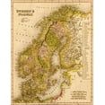 thumbnail image 2 of Vintage Maps 12x14 White Modern Wood Framed Museum Art Print Titled - Sweden and Norway 1844, 2 of 4