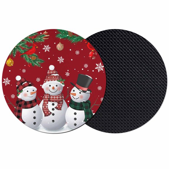Christmas Snowman Coasters Set of 2, Absorbent Coasters for Drinks, Red Xmas Pine Branch Snowflake Red Birds Coaster for Desk Coffee Table Protection, Home Decor House Warming Gifts 4"