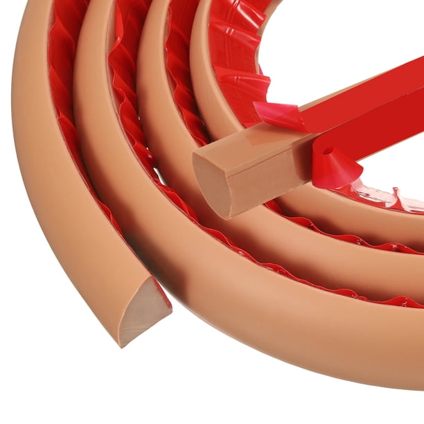 Moldura de recorte en cuarto de círculo flexible Uxcell de 158 pulgadas, trim autoadhesivo para bordes de piso, bañera y pared, marrón 0.5 pulgadas