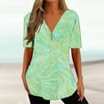 thumbnail image 1 of Qiopertar Blouse à Manches Courtes à Fermeture Éclair Dégradée pour Femmes en Solde à Moins de 5$ en Solde, 1 of 5