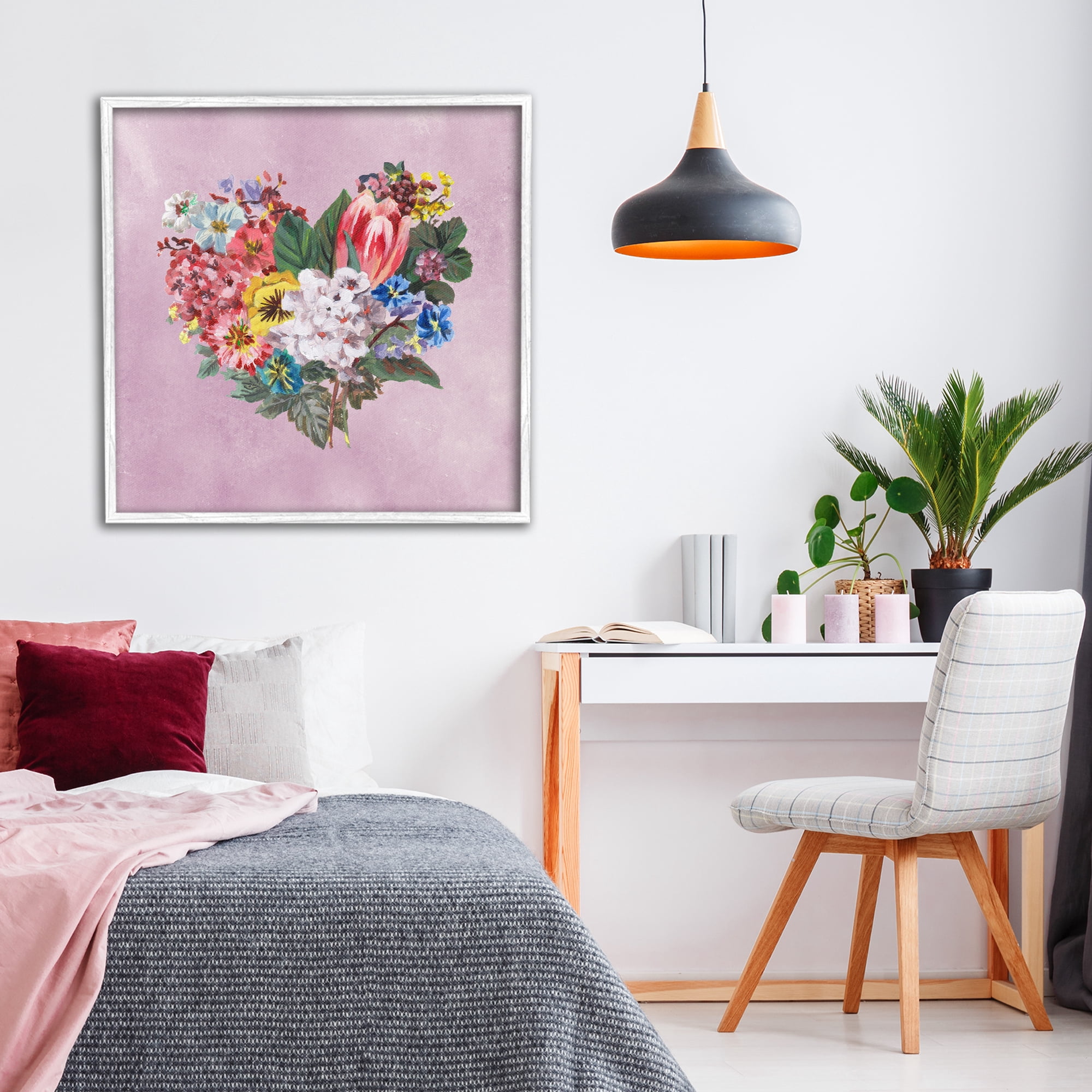 Stupell Industries Heart Shaped Garden Blooms White Framed Giclee Art, design by Melissa Wang