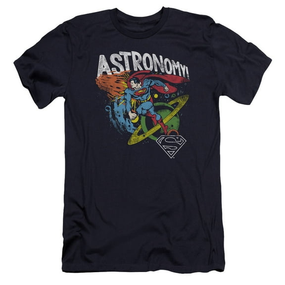 DC Comics Astronomy Premium Canvas Adult Slim Fit 30/1 T-Shirt Navy