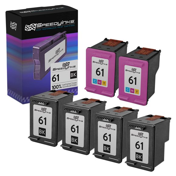 Speedy Inks Remanufactured Ink Cartridge Replacement for HP 61 (4 Black, 2 Color, 6 Cartridge Pack) Compatible with HP DeskJet 1056 1510 1512 2514 2540 3050 3051A 3051A-J611h 3052A 3052A and More