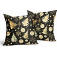 thumbnail image 2 of Christmas Black Pillow Covers 20X20 Inch Gold Xmas Tree Snowflakes Decorative Pillow Cases Set of 2 Winter Holiday Throw Pillows Farmhouse Home Decor for Sofa Couch Cushion Outdoor, 2 of 6