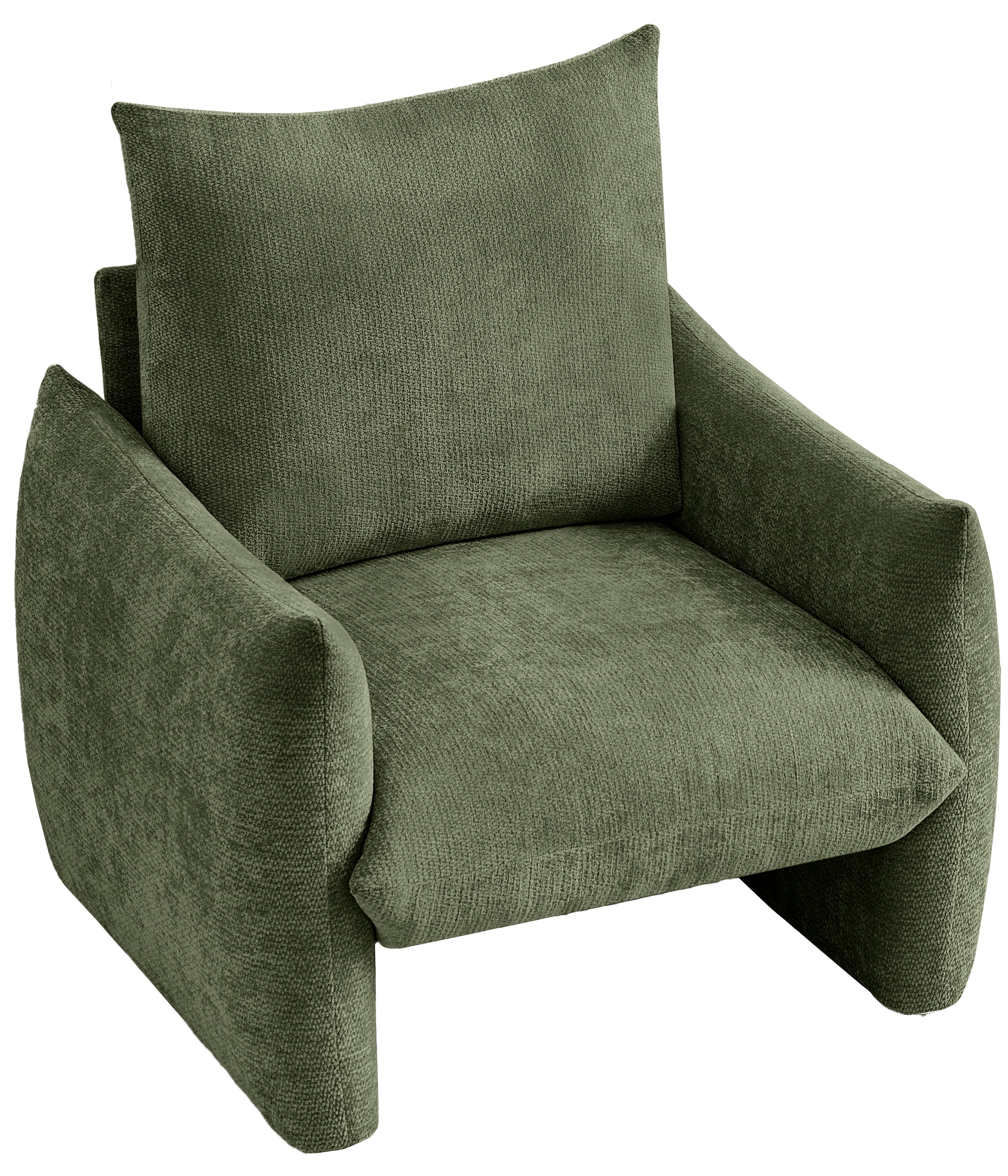 34.3-Inch Chenille Accent Chair with Plush Cushion and Solid Wood Frame, Oversized Upholstered Lounge Chair for Living Room and Small Space, Green