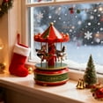 thumbnail image 3 of Christmas Carousel Figurines Decoration Christmas Village House Musical Carousel with 4 Horses Go Round, Music Box Gift for Girls and Boys, 3 of 8