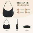 thumbnail image 4 of MISSNINE Shoulder Bag for Women Small Purse with Expansion Zipper Crescent Clutch Purse Vegan Leather Hobo Bag Trendy Handbag, Black, 4 of 7