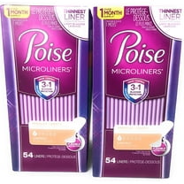Poise Microliners incontinence panty liners, lightest absorbency, regular, 54 Count, (Pack of 2)