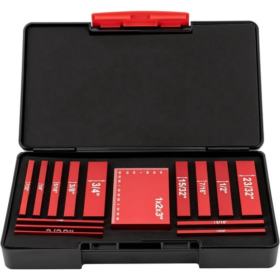 Miumaeov 15-Piece Precision Aluminum Alloy Setup Blocks - Height Gauge Set with Engraved Size Markings, for Router and Table Saw Accessories in Woodworking