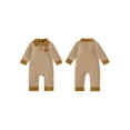 thumbnail image 2 of RUINIXCW Newborn Baby Boy Thanksgiving Outfit Infant Baby Boy Fall Winter Clothes Waffled Knit Stripe Romper Turkey Embroidered Buttons Long Sleeve Bodysuit Jumpsuits, 2 of 9
