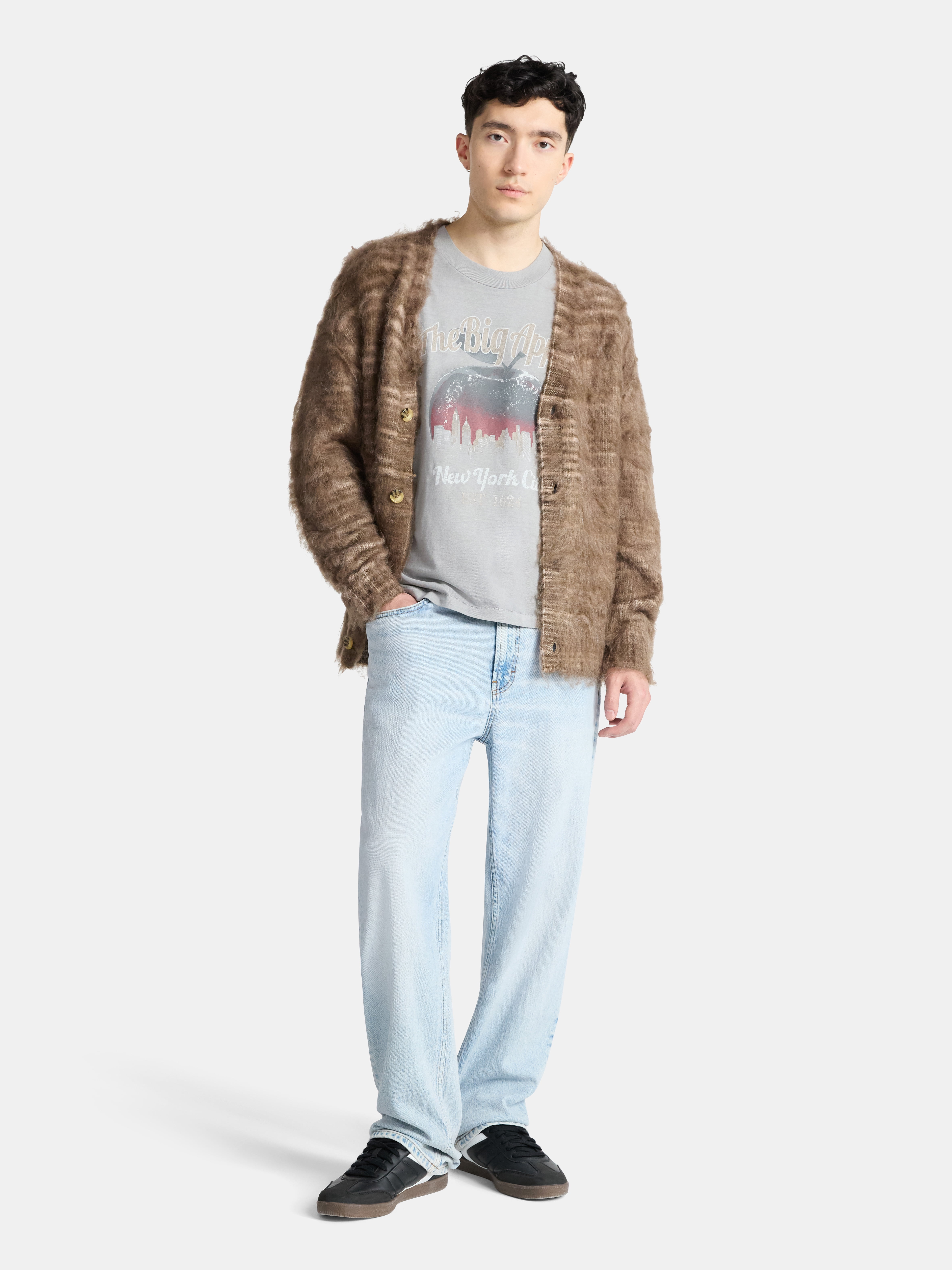 No Boundaries Oversized Boxy Fit Cropped Length New York City Graphic Tee Shirt, Men's & Big Men's, XS-5XL