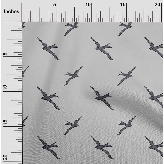 oneOone Viscose Chiffon Fabric Bird Block Printed Craft Fabric BTY 42 Inch Wide