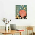 thumbnail image 2 of JRXY Seashell Wall Art Orange Bathroom Canvas Prints, Ocean Themed Coral Coastal Decor, Nautical Beach Pictures, Stretched and Framed Artwork for Home, Bedroom 16x20 Inch Picture 4, 2 of 3