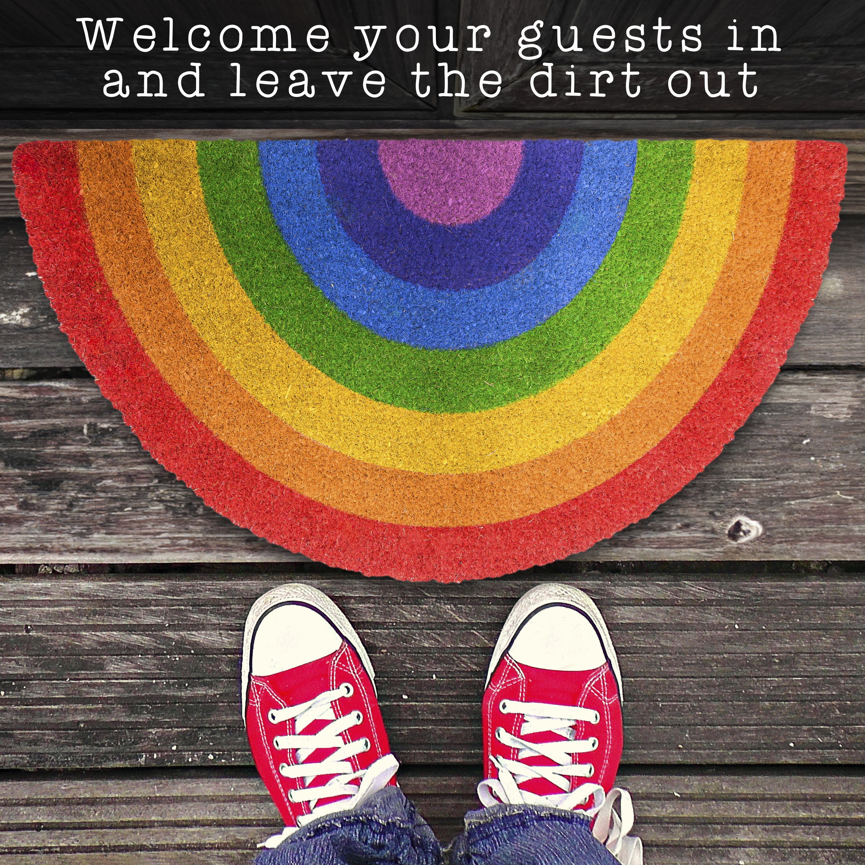 MAINEVENT Rainbow Half Round Doormat 30x17 Inch, Summer Outdoor Welcome Mat for Outside