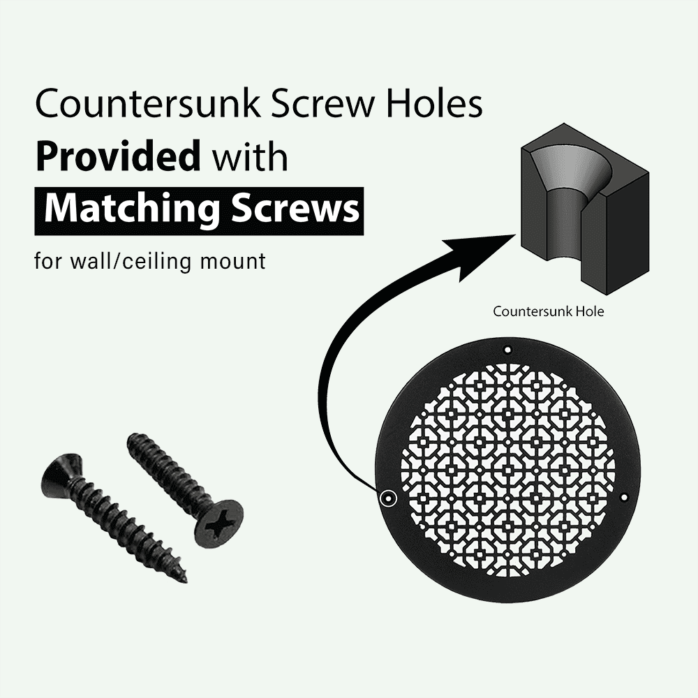Achtek 12" Duct Opening Solid Cast Aluminum Round Grille ( 14" Round Overall) | Powder Coated White- With Holes for Wall / Ceiling