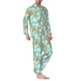 thumbnail image 2 of Naloa Cute Sloth on Floral Tree Men’s Pajamas Set - Long Sleeve Button Down Sleep Shirt and Pajama Bottoms Sleepwear Set-, 2 of 7