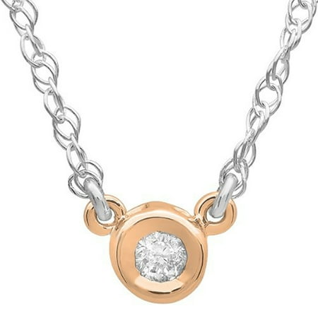 Journey Collection Diamond Pendants - Dazzlingrock Collection 0.05 Carat (ctw) 14K Round Diamond Ladies Solitaire Pendant 1/20 CT, Rose Gold