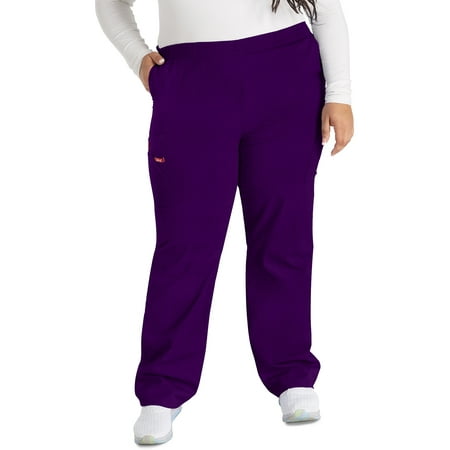 Dickies EDS Signature Scrubs Pant for Women Natural Rise Tapered Leg Pull-On 86106 L Eggplant