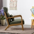 thumbnail image 6 of Bestier Accent Chairs for Living Room, Mid-Century Modern Arm Chair with High Back and Waist Cushion, Upholstered Reading Armchair with Solid Wood Frame, Green, 6 of 8