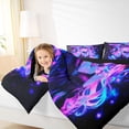 thumbnail image 3 of Erosebridal Traditional Japanese Girl 7-Piece Bedding Comforter Set,Kawaii Japanese Style King Bedding Sets For Men Women,Purple Black,Reversible, 3 of 7