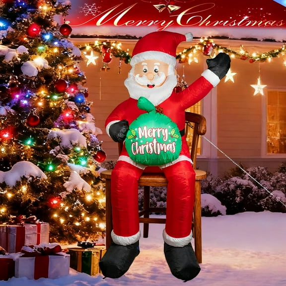 6FT Christmas Inflatables Outdoor Decorations, Santa Christmas Inflatable Christmas Yard Decorations, Christmas Blow up Yard Decorations for Outdoor Indoor Yard Decor
