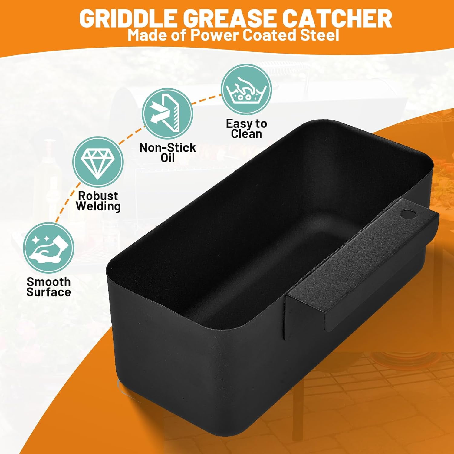 Griddle Grease Catcher for Blackstone Griddles 17'' 22'' 28'' 30'' 36'' with 15 Pack 5017 Blackstone Grease Cup Liners, Aluminum Foil Drip Pan Liner Grill Grease Tray, Blackstone Griddle Replacement