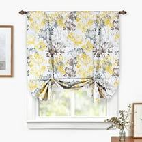DriftAway Acacia Floral Blossom Watercolor Printed 100 Percent Blackout Tie Up Adjustable Balloon Rod Pocket Curtain for Small Window 45"Wx63"L Yellow