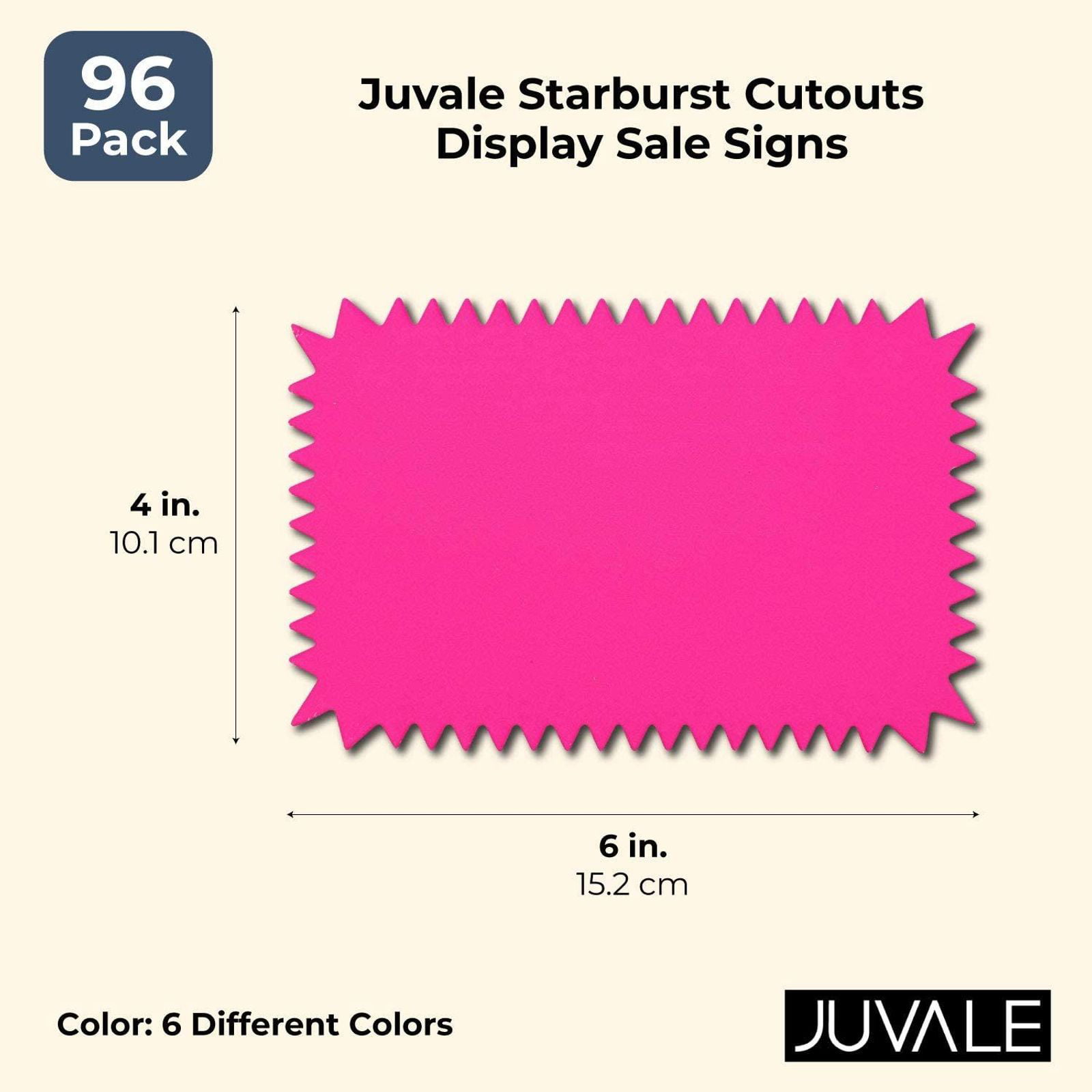4 x 6 Inches 6 Colors Pack of 96 Juvale Starburst Cutouts Display Sale Signs 