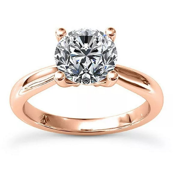 Brilliance Jewels 2.00ct Round Cut Natural Moissanite 14K Rose Gold Plated Women's Wedding Ring