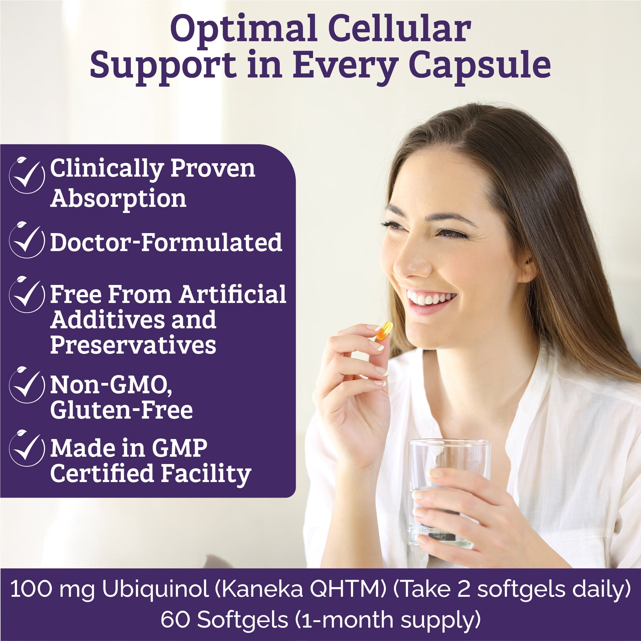 Health in Harmony Everyday Cellular Health Supplement Ubiquinol CoQ10 with  VESIsorb® for Absorption, 60 Count