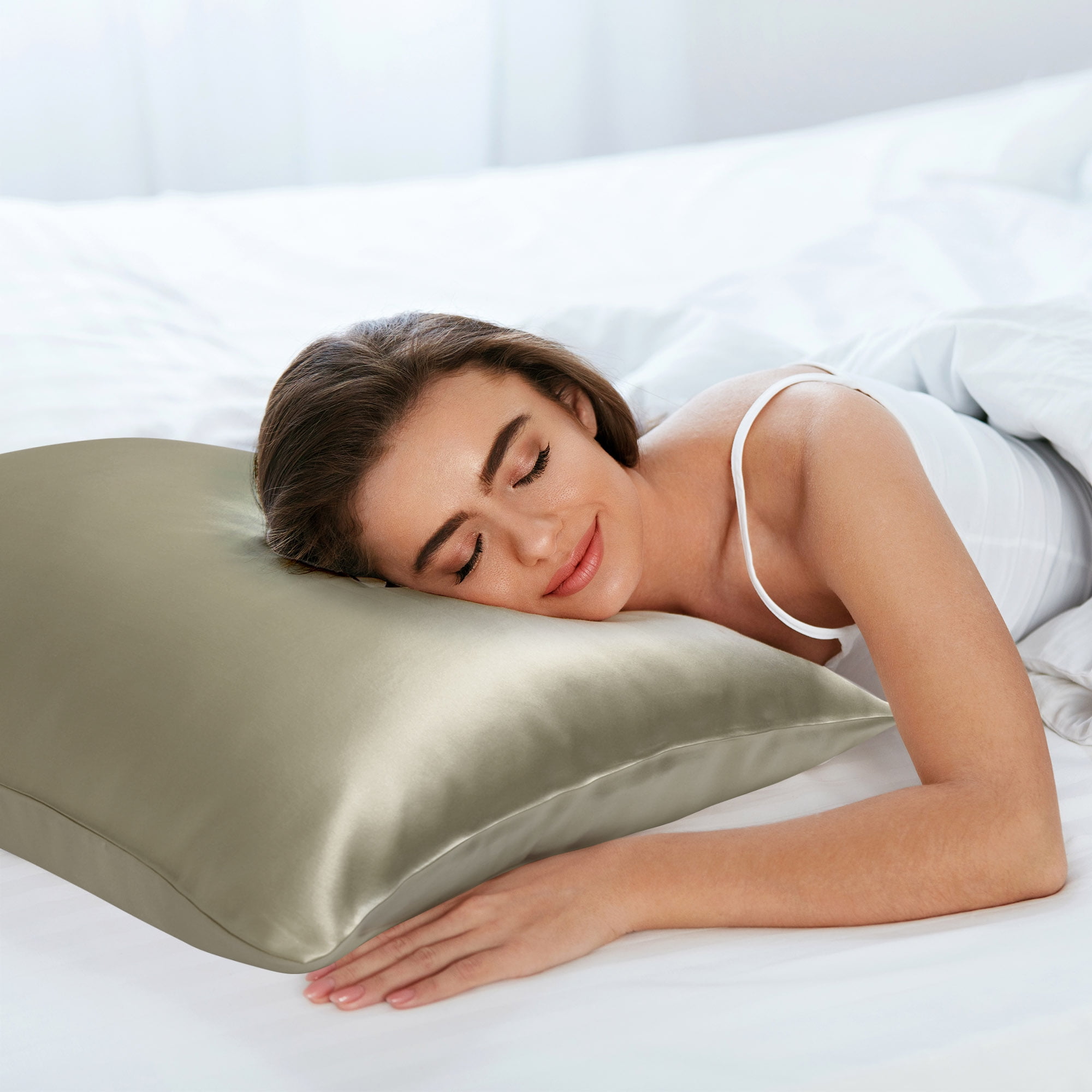 PiccoCasa 19 Momme Silk Pillowcase for Standard Size Pillow, Light Coffee, 20'x26'