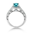 thumbnail image 3 of Gem Stone King 925 Sterling Silver White Created Sapphire and Paraiba Topaz Women Engagement Ring for Women (1.58 Cttw, Available in Size 5, 6, 7, 8, 9), 3 of 6