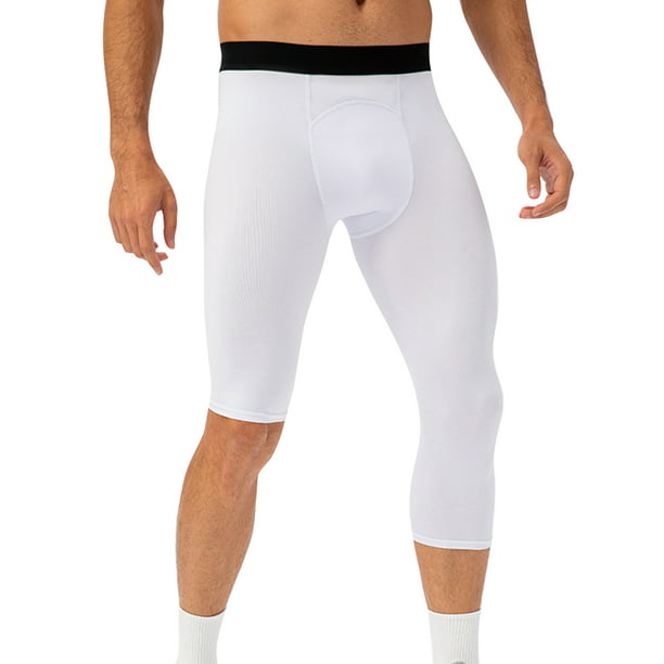 LUXUR Mens Bottoms Quick Dry Yoga Shorts Butt Lifting Workout Sport Short Pants  Athletic Capri Pant High Waist Leggings Trousers White XL 