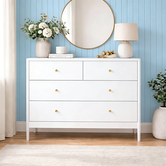 4-Drawer Kids Dresser, 35.4" Wide Wooden Storage Cabinet for Toddler Bedroom, Nursery, Closet & Living Room