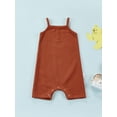thumbnail image 2 of TSEXIEFOOFU Children's Jumpsuit Solid Color Square Collar Sleeveless Suspender Neck Button Soft Romper, 2 of 9