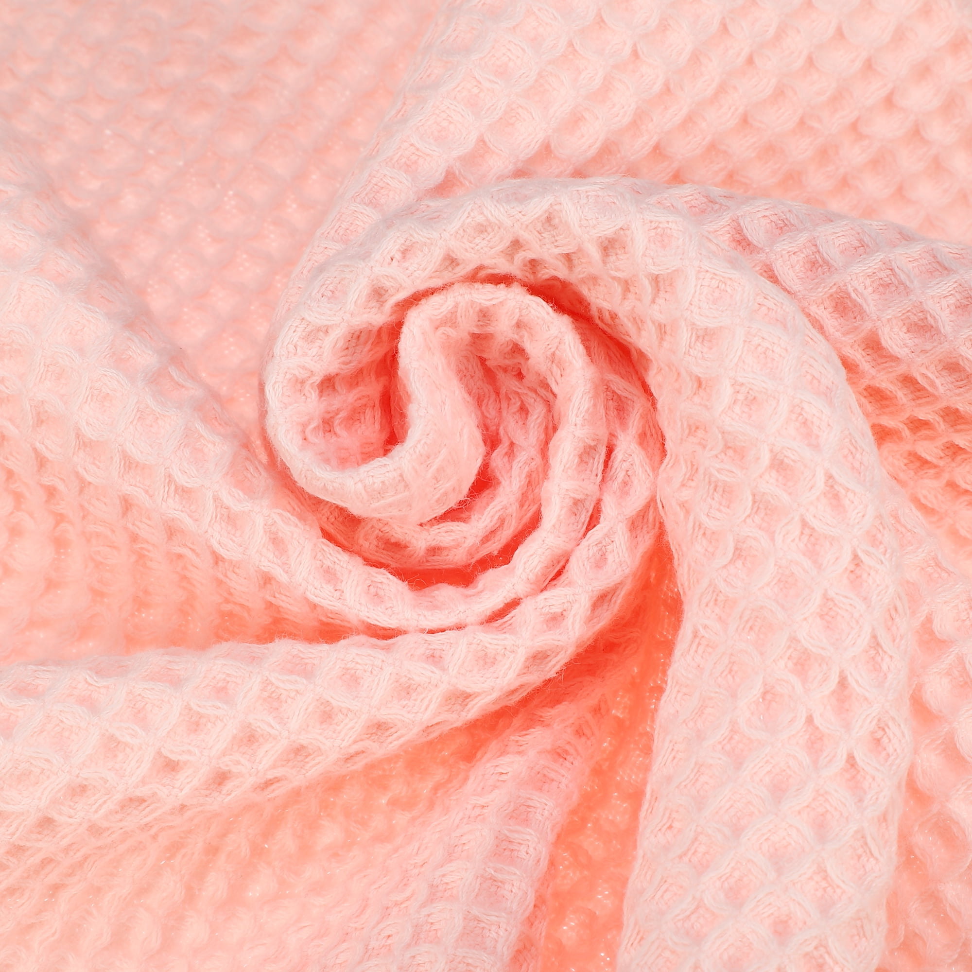 Unique Bargains 1Pc Waffle Weave Pattern Soft Absorbent Cotton Bath Towel Pink 55.12''x27.56'' for Bathroom Shower