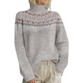 thumbnail image 1 of Chandail Col Roulé pour Femmes Chandail Col Roulé Tricoté Imprimé Rétro Manches Longues Chandail Ample Chandail d'Automne pour Femmes 2025, Chandail Col Roulé pour Femmes TG, 1 of 4