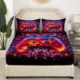 thumbnail image 3 of Erosebridal Neon Red Gamepad Full Sheet Sets, Geometric Circuit Board Bedding Full Size 4-Piece, 3 of 7