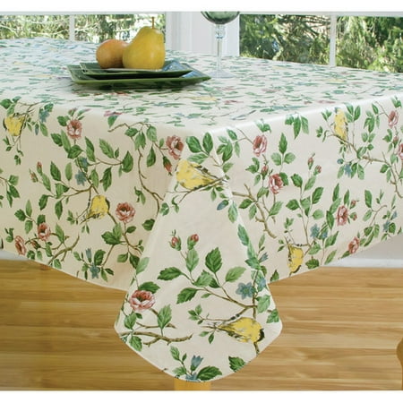 Oval Tablecloth Sizes - Elrene Home Fashions Serene Morning 84'' Oval Vinyl Tablecloth