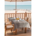 thumbnail image 2 of Outdoor Table Cloth with Umbrella Hole and Zipper, Brown Beige Ombre Waterproof Rectangle Tablecloth 52"x70", Farmhouse Vintage Wooden Striped Washable Table Cover for Outside Party Patio Picnic, 2 of 8