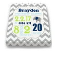 thumbnail image 2 of Personalized Canvas Birth Announcement Nursery Decor Gift, Elephant Design, Custom Name, Date, Weight & Length, Unique Boys & Girls Baby Shower Wall Art Presents, Color Gray # 12, Size - 12X16, 2 of 5
