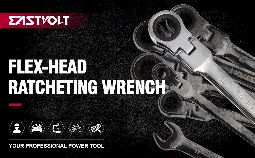 Eastvolt 12-Piece Flex Head Ratcheting Wrench Set, Metric photo 4