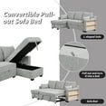 thumbnail image 3 of Harper & Bright Designs 90" L Shaped Convertible Sofa Bed with Chaise and Storages Racks, Pull Out Sleeper Corner Couch w/USB Ports for Dorm Apartment Office, Light grey, 3 of 19