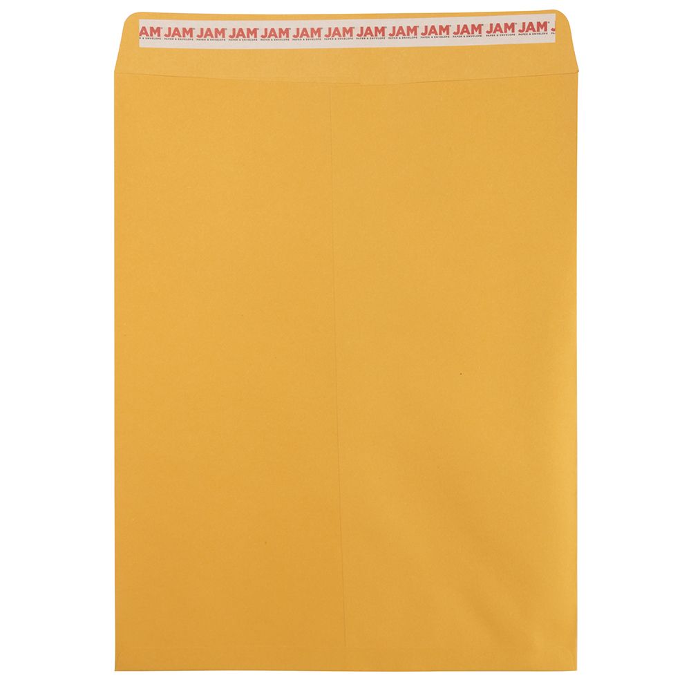 JAM Paper 12x15.5 Peel & Seal Brown Kraft Catalog Envelopes, 500 per Pack