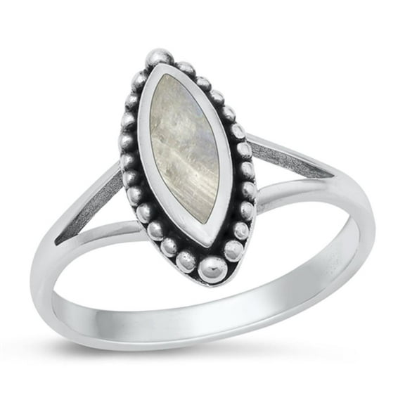 CHOOSE YOUR COLOR Moonstone Postmodern Ring .925 Sterling Silver Band White CZ Female Size 10